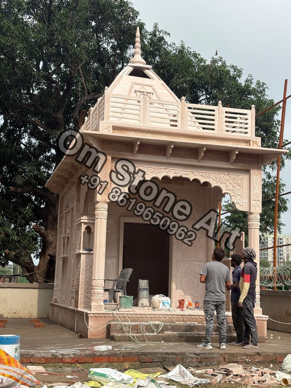 Pink Stine Mandir with Large Size