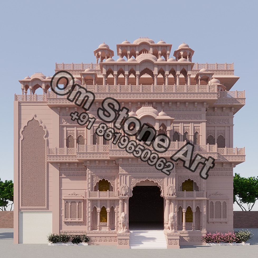 Pink Stine Mandir Large Size