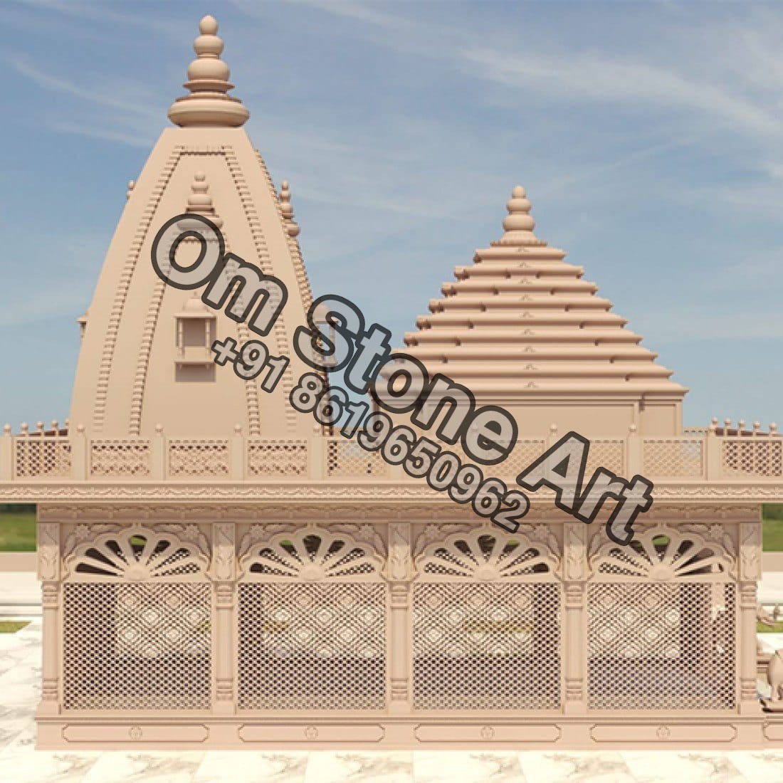 Pink Stine Mandir with Large Size
