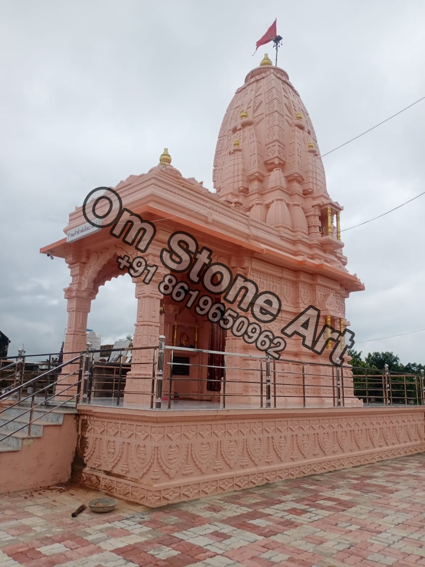 Pink Sandstone Solid Stone Temple 25ft