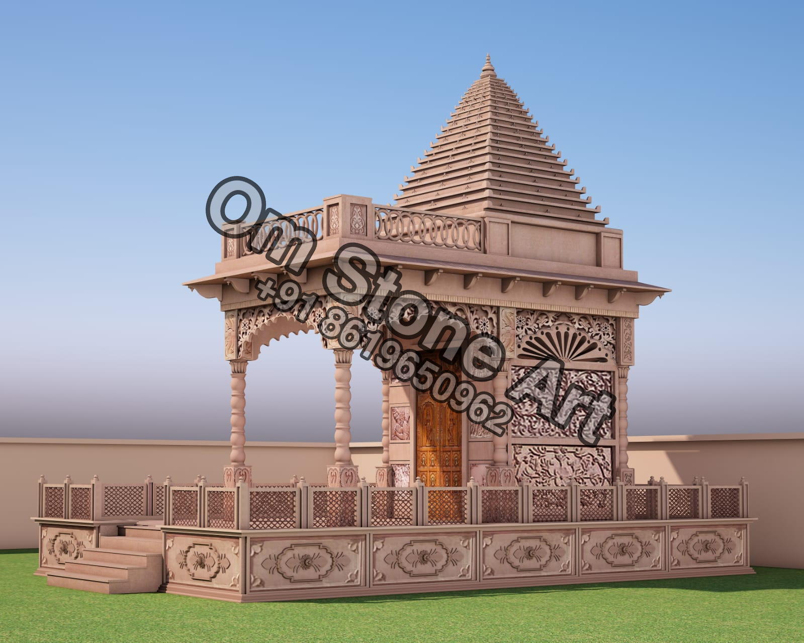 Pink Sandstone Temple 10ft x 20ft Shiv Mandir