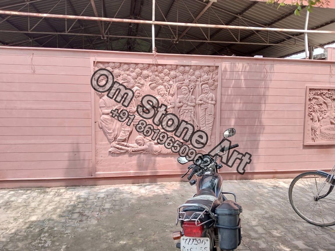 Stone Carved Wall Panel and Murals
